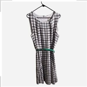 Eva.Mendes Womens Plaid Sleeveless Dress with Green Belt Plus Size 18